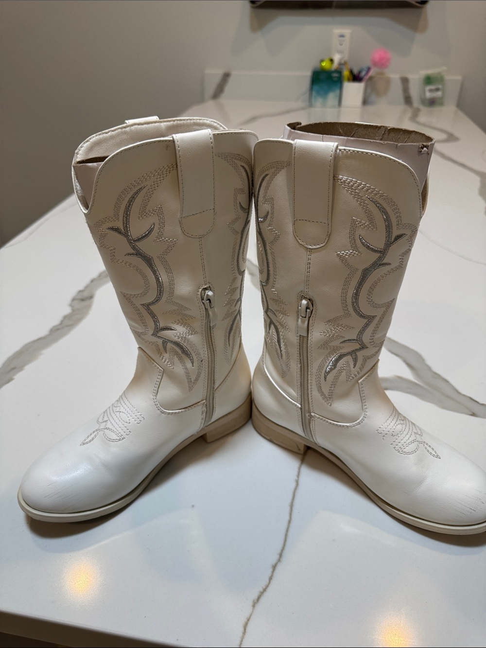 ILV White Girls Western Cowboy Cowgirl Boots size 3 - Picture 7 of 8